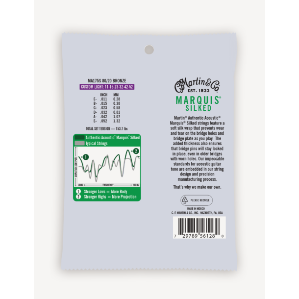 C.F. Martin MA175S Acoustic Marquis� Silked Custom Light (.011 - .052) 80/20 Bronze